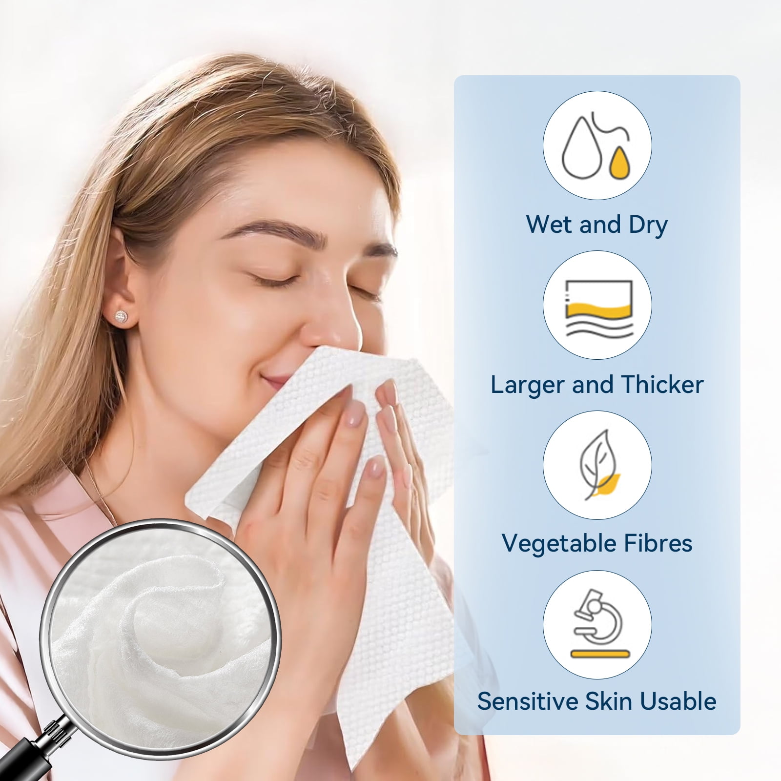 KOYMISKU Disposable Face Towels,50Ct Cotton Clean Face Towels,Large Make Up Remover Wipes