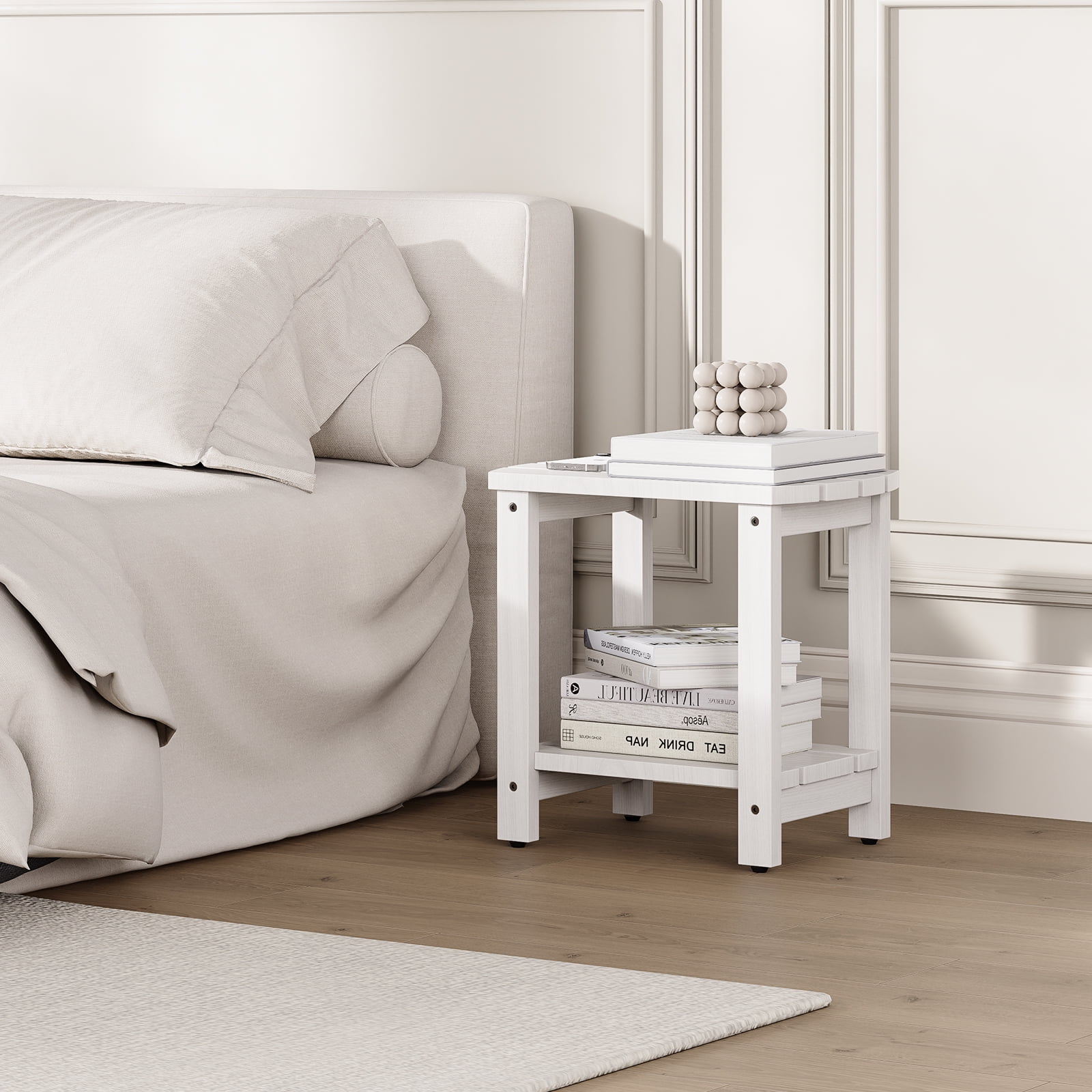Adirondack Side Table, Solid Wood End Tables, Outdoor Coffee Table Porch Table Pine Wood for Patio, Backyard,Pool, Indoor Companion (Concrete Grey)