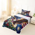 thumbnail image 5 of Manfei Bald Eagle Us Flag Twin Sheets,Patriotic Holiday Firework Bedding,Blue Brown Green,3 Pieces,1 Fitted Sheet and 1 Pillowcase, 5 of 6