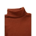 thumbnail image 2 of Canrulo Kids Baby Girls Clothes 2pcs Solid Knit Long Sleeve Turtleneck Sweater Tops Plaids Skirts Sets Brown 2-3 Years, 2 of 7
