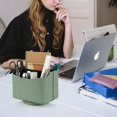 thumbnail image 4 of HofferRuffer Remote Control Holder, 360 Degree Spinning, PU Leather Desk Organizer, 5 Compartments Storage (Light Green), 4 of 7
