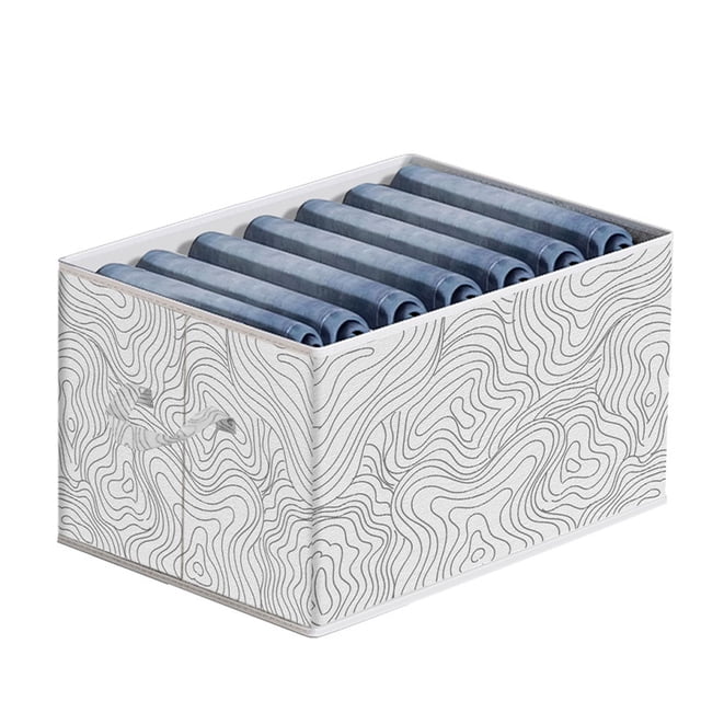 Drawer Clothes Storage Box, Stackable Underwear and Pants Organizer, Portable Printed Storage Bin for Closet and Bedroom Organization