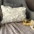 thumbnail image 3 of The HomeCentric Ivory Lumbar Pillow Cover, Vintage Style Ruffles Shabby Chic Lumbar Pillow Cover, Pack of 2, 12"x14" (30x35 cm) Pillow Cover Rectangle Satin Lumbar Pillow Cover - Vintage Glam Ruffles, 3 of 10