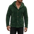 thumbnail image 2 of Ceisia Men's casual solid color warm hooded button-down jacket long Gift sleeve outdoor outerwear, 2 of 9
