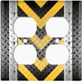 thumbnail image 3 of Metal Light Switch Plate Cover Black Yellow Metal V Crosshatch MET023, 3 of 13
