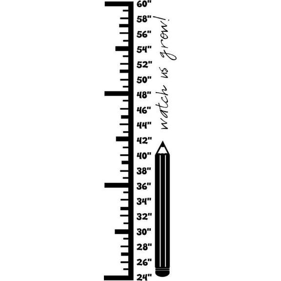 Custom Wall Decal Pencil Growth Chart - Vinyl Wall Sticker 38x12"