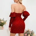 thumbnail image 4 of Sequin Dress, Deep V Neck Off Shoulder Bodycon Cocktail Dress for Women, Party and Evening Wear, 4 of 8