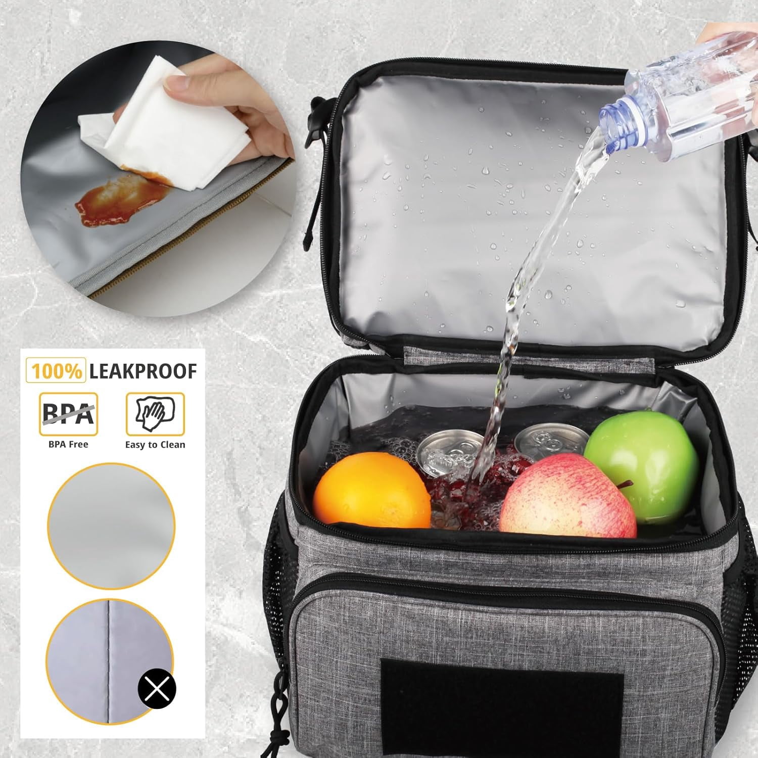 TRIPGEAR 2 Compartment Lunch Bag,Leakproof Insulated with Adjustable Shoulder Strap Flag
