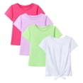 thumbnail image 2 of HILEELANG 4-PC Big Girls 5-16Y Hot Pink Lavender Light Green White Cotton Short Sleeve Crewneck T Shirt Tee Size 14-15Y, 2 of 10