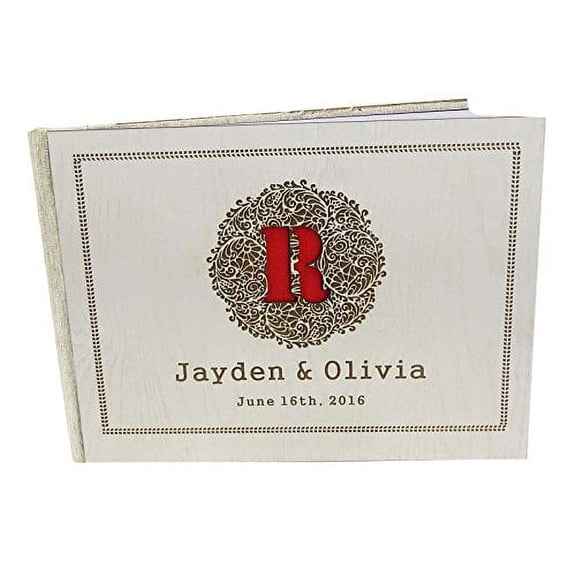 Engraved Bride & Groom Advice Guestbook Personalised Wood Wedding Guest Book - 50 Pages