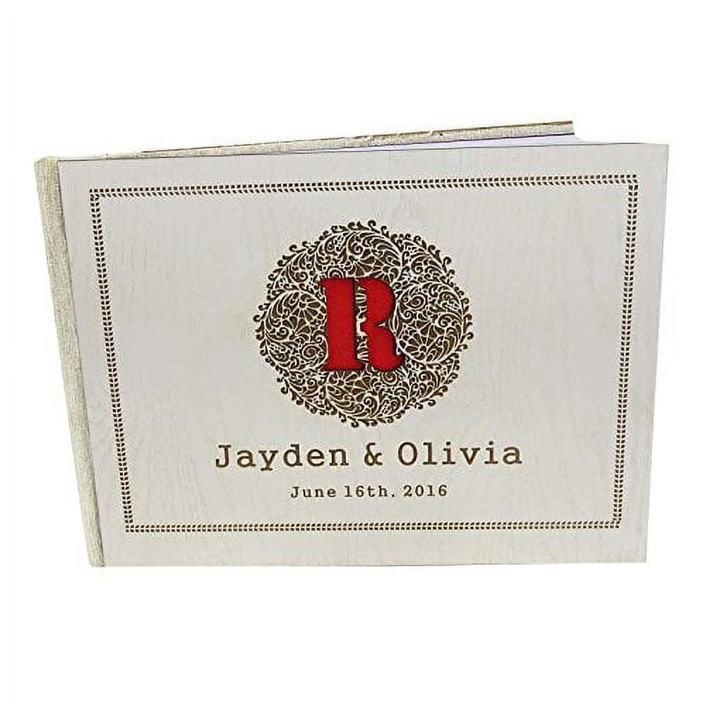 Engraved Bride & Groom Advice Guestbook Personalised Wood Wedding Guest Book - 50 Pages