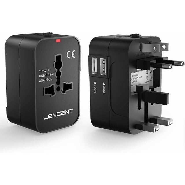 Adaptable travel, adaptable /Europe/US/Australia, international travel with 2 USB, compatible with more than 200 countries