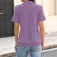 thumbnail image 4 of Womens Polo Shirts Short Sleeve Banded Bottom Business Tops Collared V Neck Casual Dressy Blouses Purple XL, 4 of 5