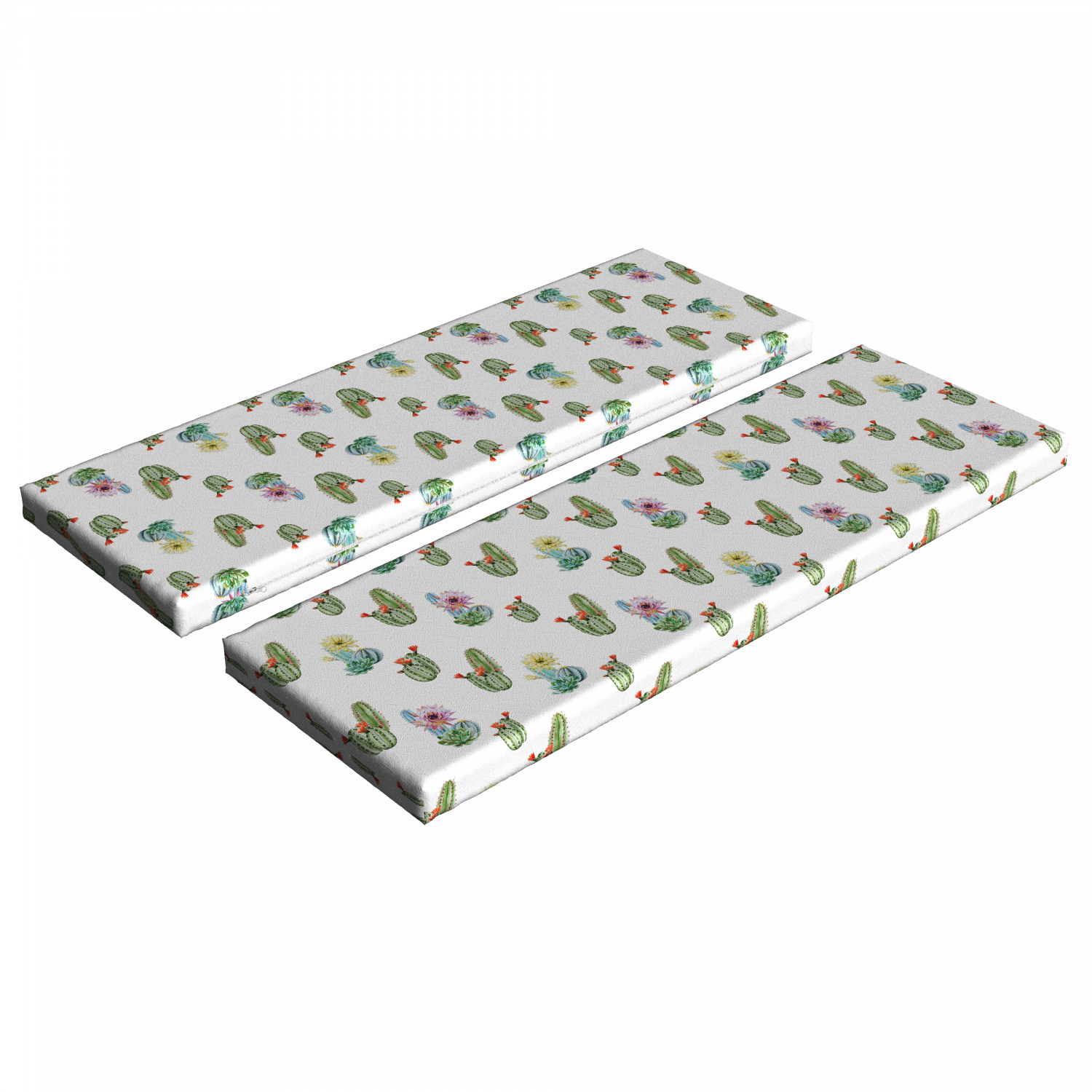 Cactus Bench Cushion Set of 2, Thorny Vintage Hawaiian Nature ...