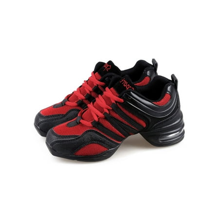 

Harsuny Womens Girls Jazz Shoes Practice Comfort Sneaker Lace-Up Athletic Shoes Black Red Style A 8.5