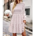 thumbnail image 2 of Vestido estampado, vestido de mujer, cuello redondo, vestido de mujer de manga larga, vestido floral, integración sin costuras, 2 of 6