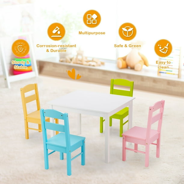 Ensemble de table et chaise en plastique pour enfants, meubles de jeu,  intérieur, extérieur, rouge, 3