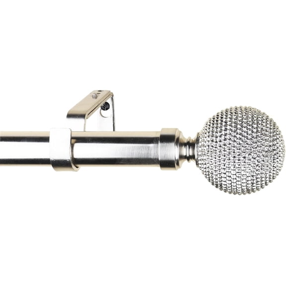 Urbanest Adjustable Single Curtain Rod Set Giato Finials – 1 - Inch Diameter, With Brushed Steel Rod, 28–48 Inches