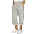 thumbnail image 3 of Zedker Men's Capri Jogger Pants Casual Lightweight Drawstring Workout Below Knee Shorts Sweatpant Capris for Men with Pockets Gray S, 3 of 7