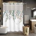 thumbnail image 5 of Spring Eucalyptus Leaves No Hooks Shower Curtain with Snap-in Liner Watercolor Green Plants Leaf Flower Shower Curtains for Bathroom, Waterproof, Easy Install, Washable 60"x72", 5 of 9