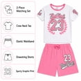 thumbnail image 5 of Real Love Girls Shorts Set - 2 Piece Stylish Knitted Short Sleeve Graphic Tees and Shorts for Girls, 5 of 7