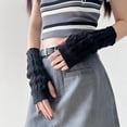 thumbnail image 3 of PIKADINGNIS Arm Warmers for Women Cute Y2k Girls Cotton Knitted Fingerless Kawaii Punk Japanese Anime Versatile Solid Short, 3 of 7