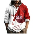 thumbnail image 1 of VBARHMQRT Beach Shirts for Men Male Printed Theme Casual Round Neck Button Bloodstain Pattern Plus Size Shirt Print Solid Color Hoodie Sweatshirt Brick Red, 1 of 5