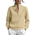 thumbnail image 5 of Tnhcen Women's Quarter Zip Pullover Fleece Lined Stand Collar Sweatshirt Solid Color Long Sleeve Casual Workout Top Autumn Winter Plus Size S-2XL, 5 of 7