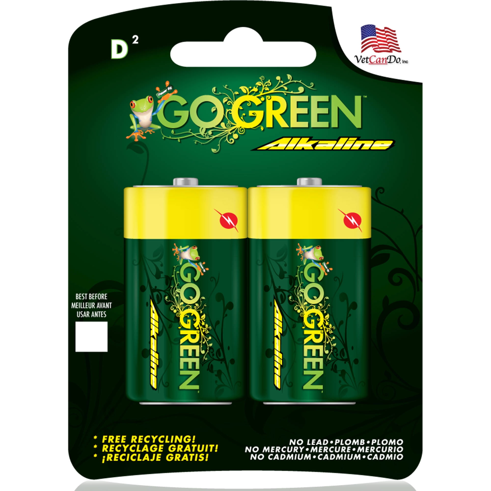 GoGreen Power (24004) Eco Friendly Alkaline D Batteries No Lead