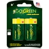 GoGreen Power (24004) Eco Friendly Alkaline D Batteries - No Lead, Cadmium or Mercury - Pack of 2