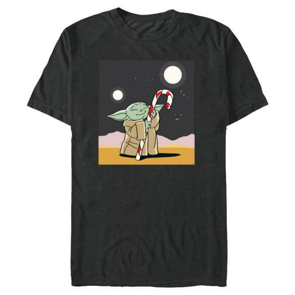 Star Wars The Mandalorian Grogu Christmas Holiday Candy Cane - Short Sleeve Blended T-Shirt for Adults - Customized-Dark Heather