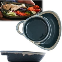 Soup and Sandwich Bowl for Breakfast Cookies Bread Salad Fruits,Soup and Sandwich Plate Combo,Heat-Resistant Fan Shape Ceramic Split Cereal Bowl with Retro Handle for Home and Restaurant