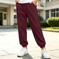 thumbnail image 2 of YgkuHd Boys Solid Jogger Sweatpants Pants Elastic Waist Side Pockets Loose Fit for Everyday Casual Wear Wine 12-13 Years, 2 of 8