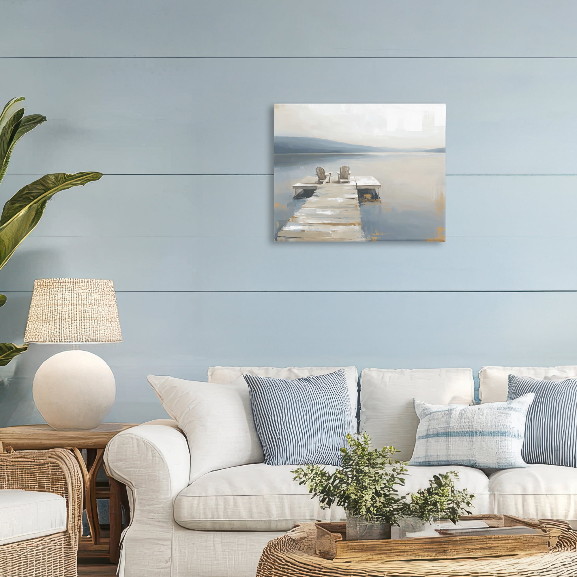 Stupell Industries Adirondack Chairs on Pier Canvas Wall Art, design by Kim Curinga