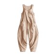 thumbnail image 5 of Women’s Loose Fit Sleeveless Jumpsuit with Pocket Design Relaxed Wide Leg Overalls for Casual Daily Wear Beige XL, 5 of 5