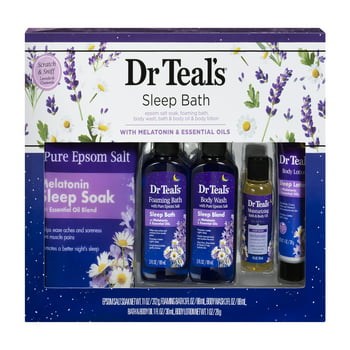 Dr Teals  Bath Gift Set, Melatonin & Essential Oils, 5 Piece