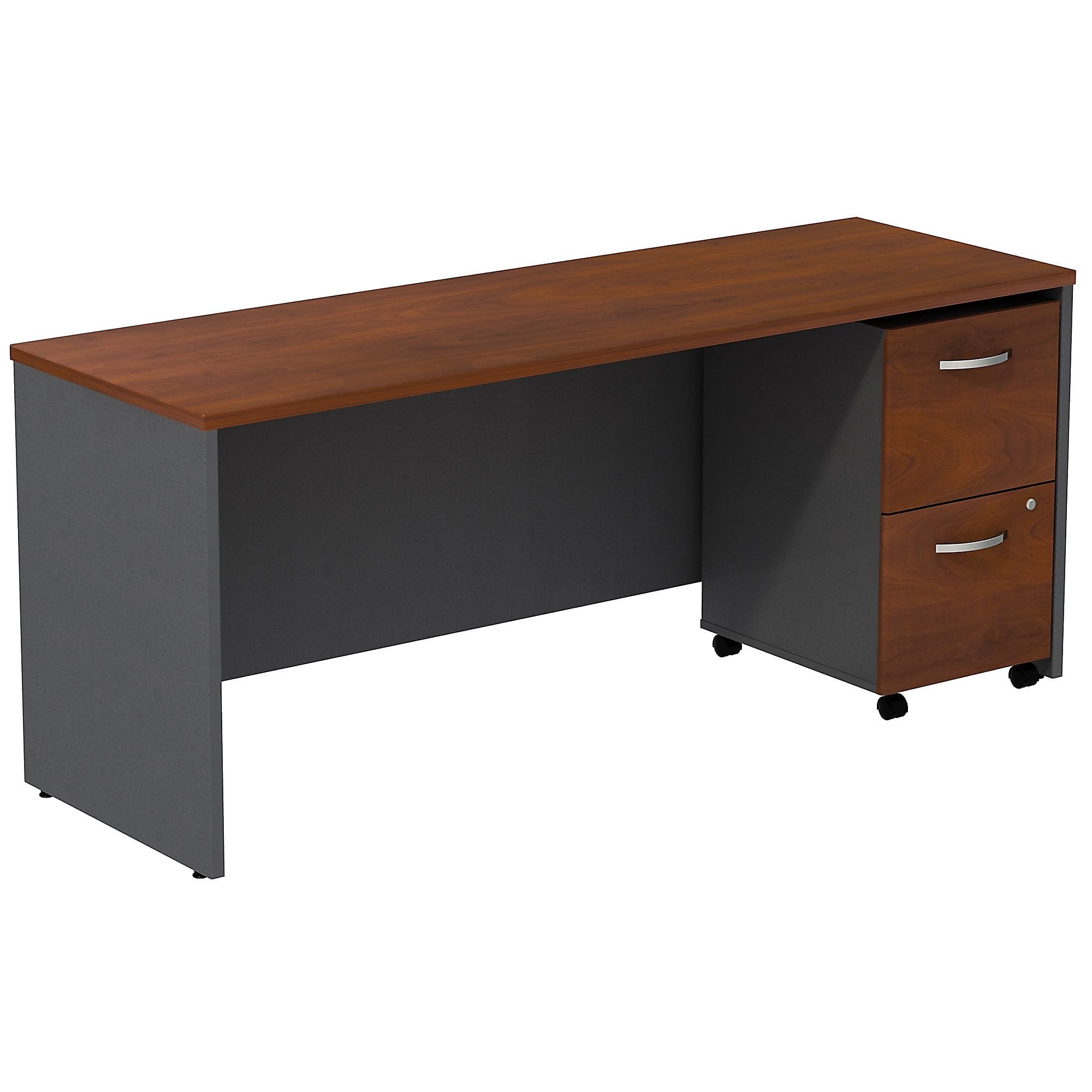 Bush Business Furniture Desk Credenza w/ 2 Drawer Mobile Pedestal