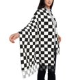 thumbnail image 2 of Women Black White Checkered Pattren Scarfs Large Warm Soft Shawls Wraps, 2 of 6