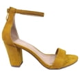 thumbnail image 4 of Over the Toe Strap Ankle Wrap Strap Heel Open Toe Medium Heel, Mustard, 8.5, 4 of 4