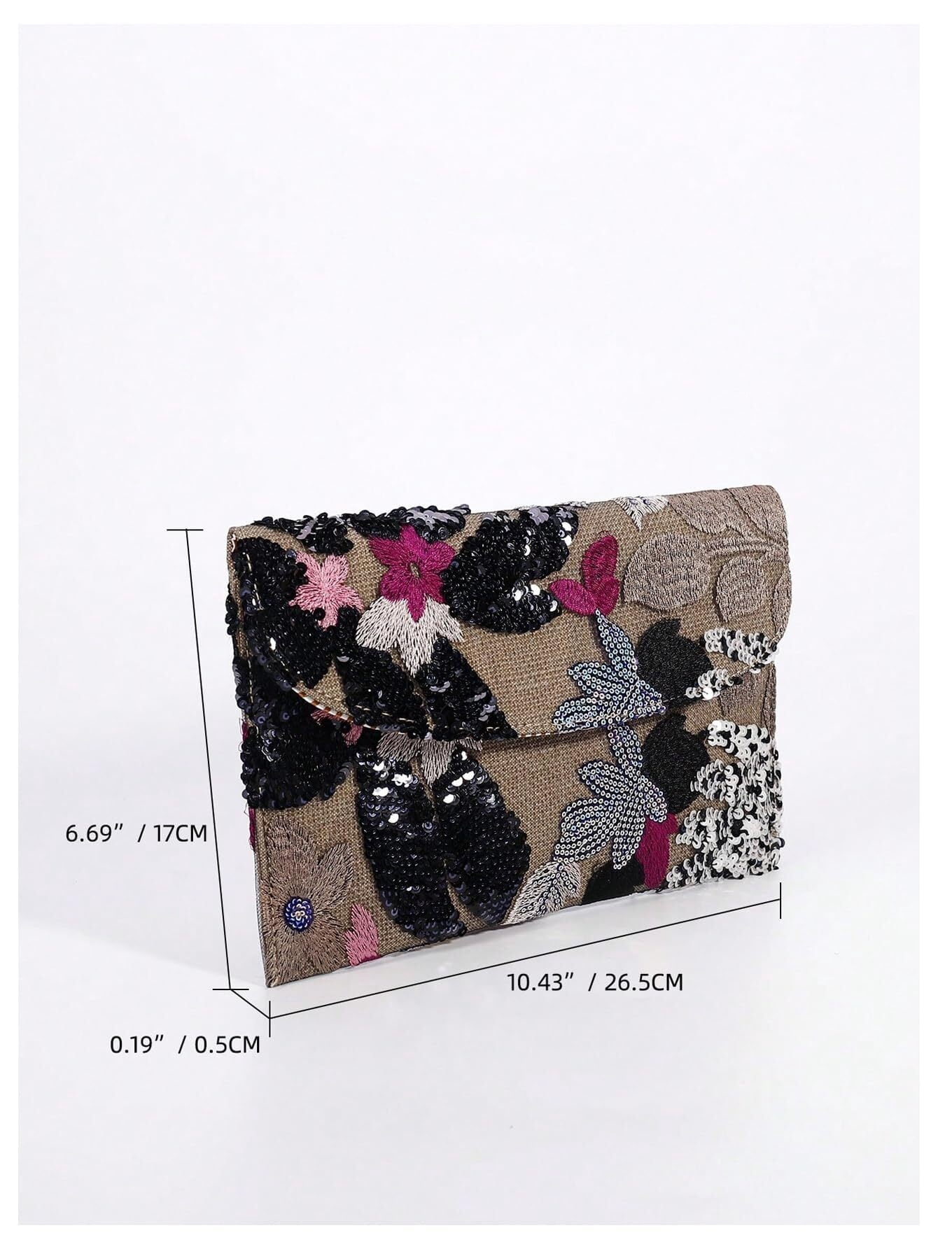 Women's Floral Embroidery Sequin Evening Clutch Bags Party Purses Beaded Evening Bag for Formal