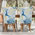 thumbnail image 6 of WOBOGO Watercolor Blue Peacock Dining Room Chair Covers 6 Pieces Super Fit Elastic Fiber Removable Washable Protective Cover, 6 of 6