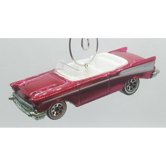 Christmas Ornament for 1957 Chevy Convertible Pink White