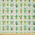 thumbnail image 2 of Ambesonne Cactus Fabric by the Yard Microfiber, Flower Cacti in Pots Graphic, 2 Yards, Eggshell Khaki, 2 of 2