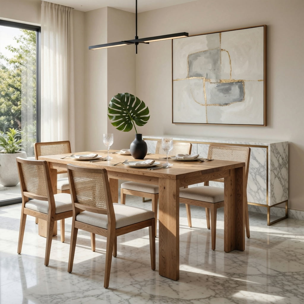 Hommoo Tribesigns Solid Wood Dining Table 63 Inch, Farmhouse Kitchen Table for 6-8 People, Rustic Wood Rectangular Table with Sturdy Legs, Easy Assembly, Natural
