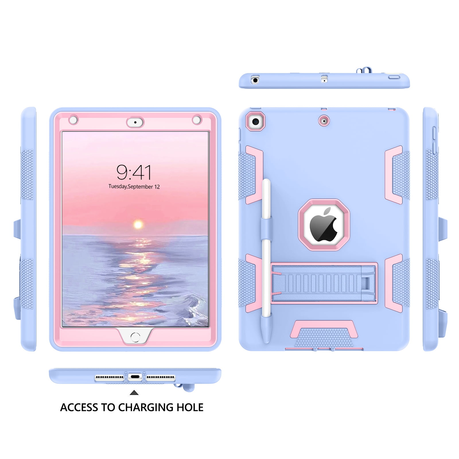 BENTOBEN Case for iPad 9th Gen with Pencil Holder, Compatible with iPad 8th/ 7th Gen, 10.2" Pc Tpu Shockproof Rugged Shockproof Kickstand Hybrid Bumper Protective Cover