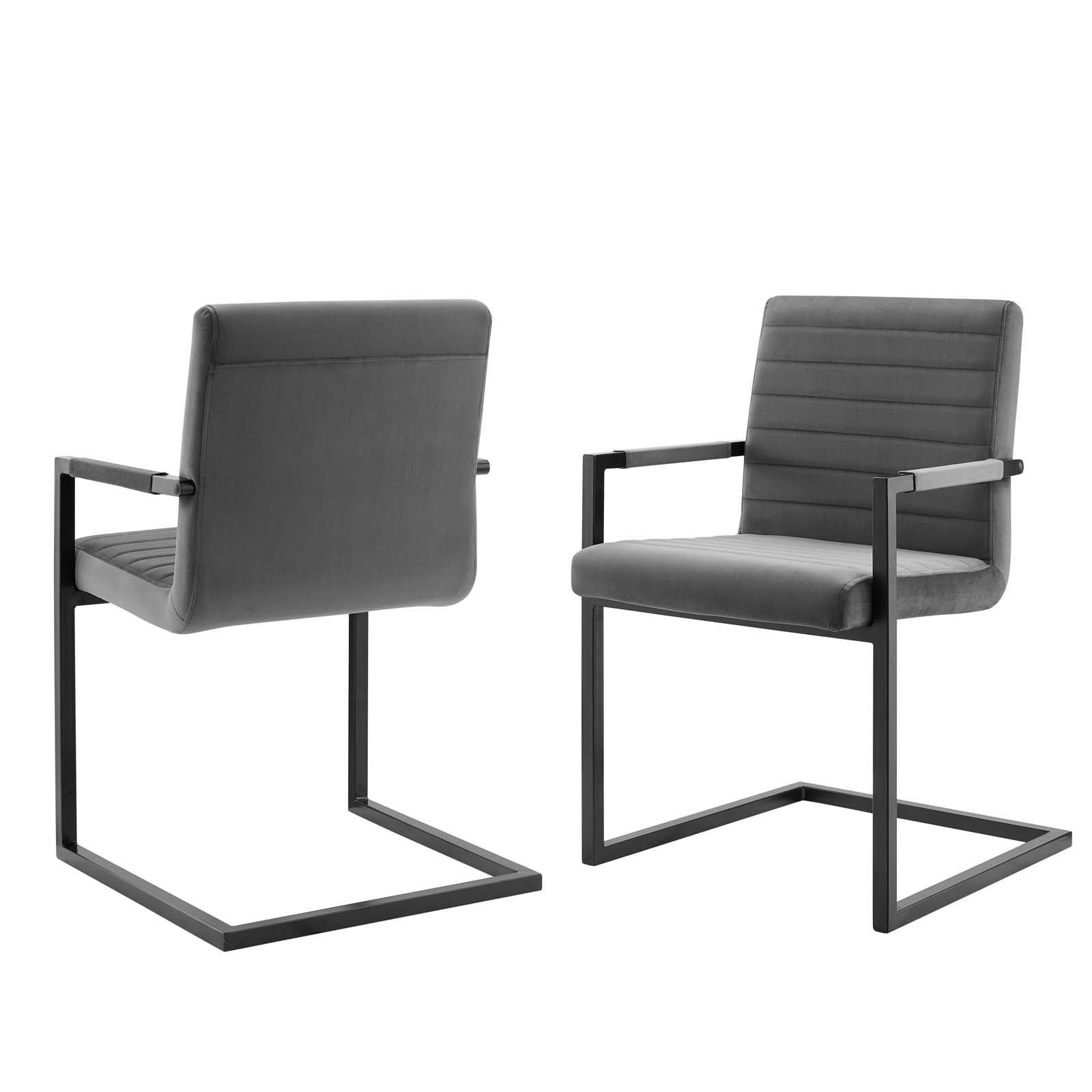 Side Dining Chair, Set of 2, Velvet, Grey Gray, Modern Contemporary
