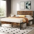 thumbnail image 3 of Queen Bed Frame with Headboard and Footboard, Metal Queen Bed Frame with Under-Bed Storage, All-Metal Support System, No Box Spring Needed, Easily Assemble, Vintage Brown, 3 of 4