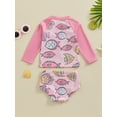 thumbnail image 3 of ZINTAOZT Toddler Baby Girl Swimsuit Long Sleeve Zipper Rash Guard Set Fish/Shell Tops Bottoms Bathing Suit Beach Swim Wear, 3 of 8