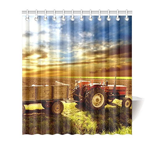 MOHome Fantasy Farm Tractor Shower Curtain Waterproof Polyester Fabric ...