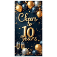 thumbnail image 6 of LUUFILx Cheers to 10 Years Anniversary Backdrop Celebration Decoration Party Supplies Milestone Event Photography Props Background Banner Decor, 6 of 7